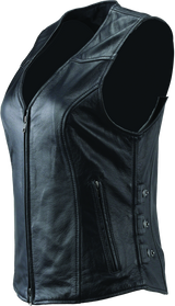 River Road Plains Leather Vest Black Womens - Small