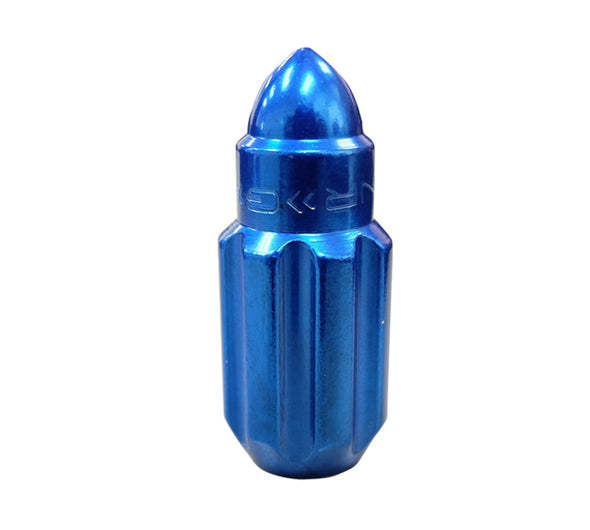 NRG 500 Series M12 X 1.5 Bullet Shape Steel Lug Nut Set - 21 Pc w/Lock Key - Blue