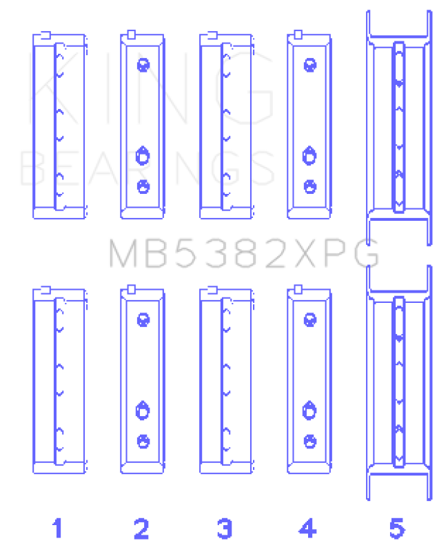 King Subaru EJ20/EJ22/EJ25 (For Thrust in #5 Position) Tri-Metal Perf Main Bearing Set - Size STDX