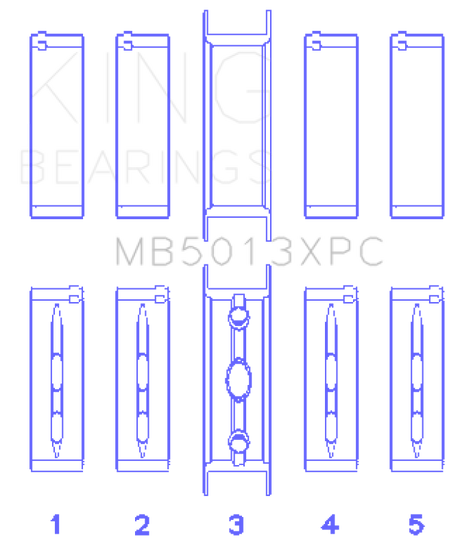King GM Vortec/LS-Series Gen III/IV Crankshaft Main Bearing Set (Set of 10) - Size +.020mm