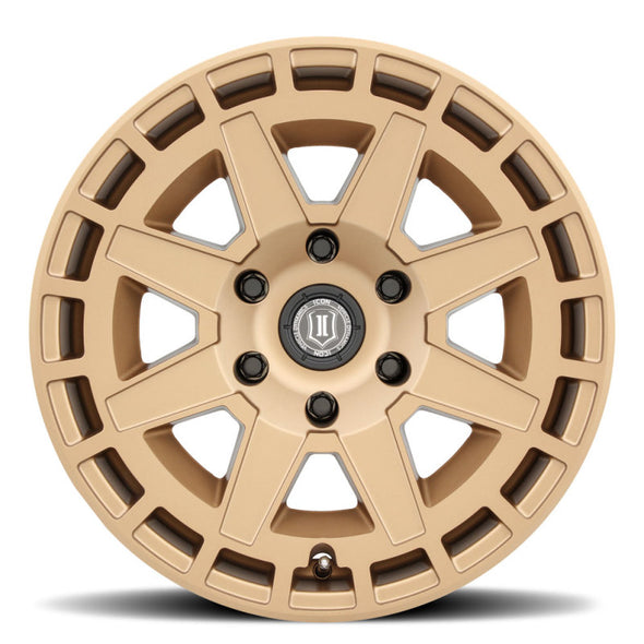 ICON Compass 17x8.5 6x5.5 0mm Offset 4.75in BS Satin Brass Wheel