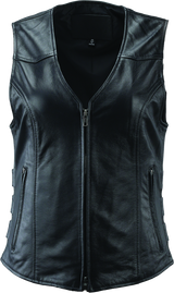 River Road Plains Leather Vest Black Womens - Small