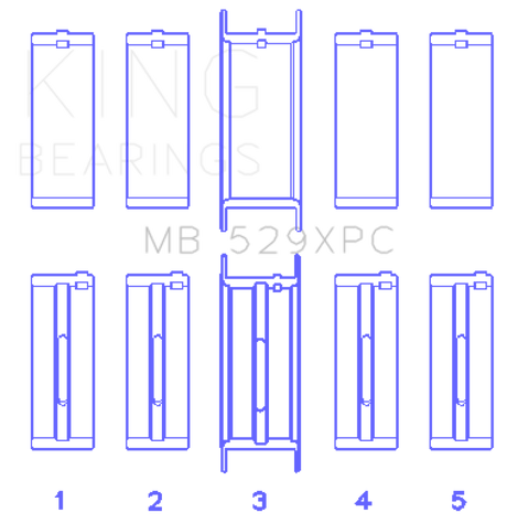 King Engine Bearings Ford 260CI/289CI/302 5.0L Windsor Coated Crankshaft Main Bearing Set