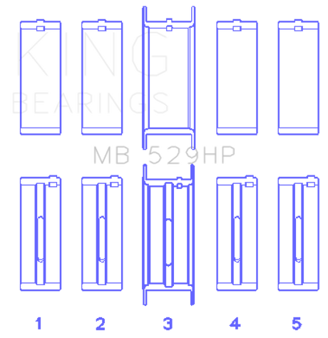 King Engine Bearings Ford 302 5.0L Windsor (Size STDX) Main Bearing Set