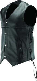 River Road Old Skool Leather Vest Black - Large