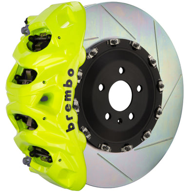 Brembo 15-23 Mustang Front GT BBK 6 Piston Cast 380x34 2pc Rotor Slotted Type1-Fluo. Yellow