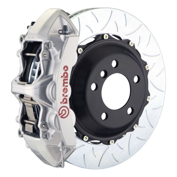 Brembo 05-14 Mustang GT Excl non-ABS Equipped Fr GT BBK 6Pist Cast 380x32 2pc Rtr Slot Type3-Silver