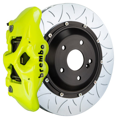 Brembo 15-23 Mustang GT Front GT BBK 6 Piston Cast 405x34 2pc Rotor Slotted Type3- Fluo. Yellow