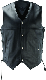 River Road Old Skool Leather Vest Black - Large
