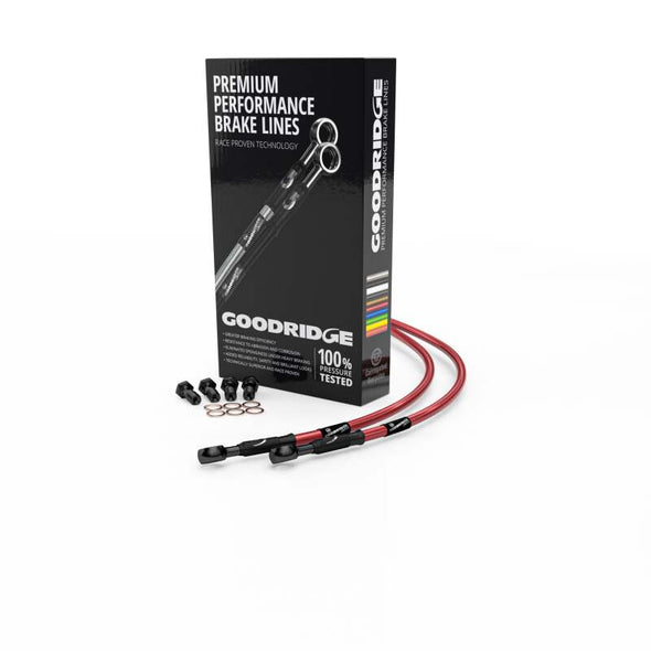 Goodridge Hyosung GT 125 R Red Rear SS Brake Lines w/Black Fittings