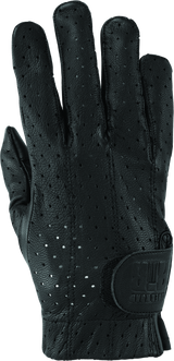 River Road Tucson Leather Perforated Gloves Black - Small