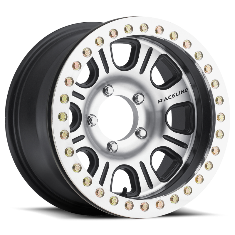 Raceline RT232 Monster 17x8.5in/5x139.7 BP/0mm Offset/107.95mm Bore - BLK & Machined Beadlock Wheel