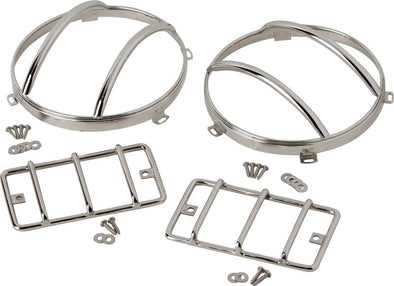 Kentrol 97-06 Jeep Wrangler TJ Euro Light Guard Set 4 Pieces - Polished Silver