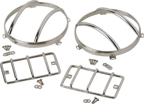 Kentrol 97-06 Jeep Wrangler TJ Euro Light Guard Set 4 Pieces - Polished Silver