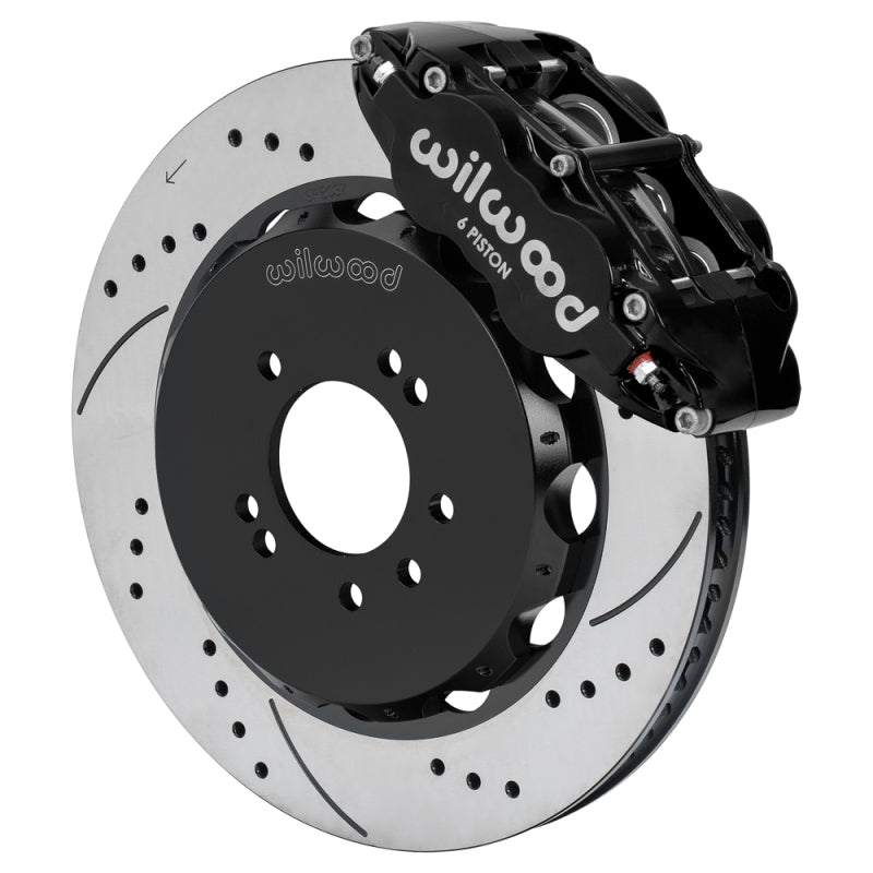 Wilwood 95-98 Nissan Skyline Superlite 6R Front BBK w/ 14.00in D/S Rotors & Flexlines - Black