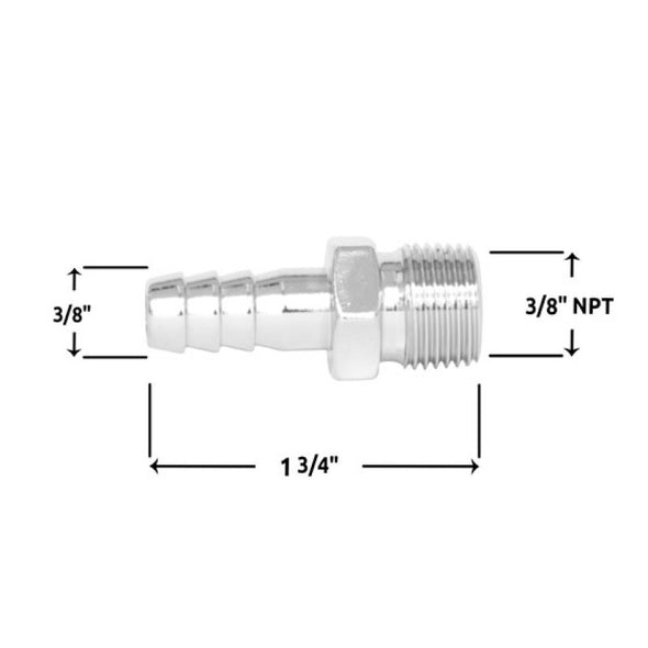 Spectre Fuel Fitting 3/8in. Hose Barb NPT Threads - Chrome