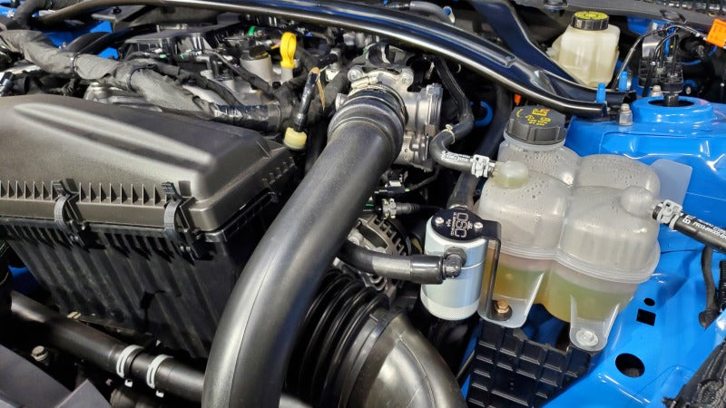 J&L 24-26 Ford Mustang EcoBoost Driver Side Oil Separator 3.0  - Clear Anodized