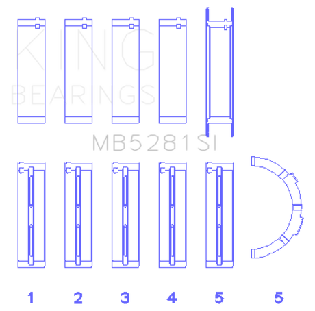 King Engine Bearings Ford 281CI 4.6L V8 (Size +0.5) Main Bearing Set