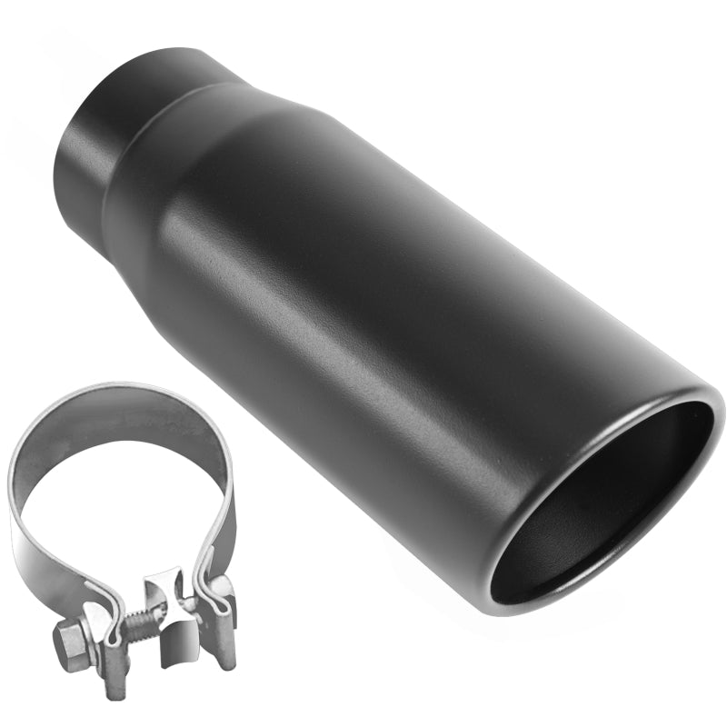MagnaFlow Tip Black Coated  w/ Clamp Single Wall Round Outlet 4in Diameter 3in Inlet 12in Length