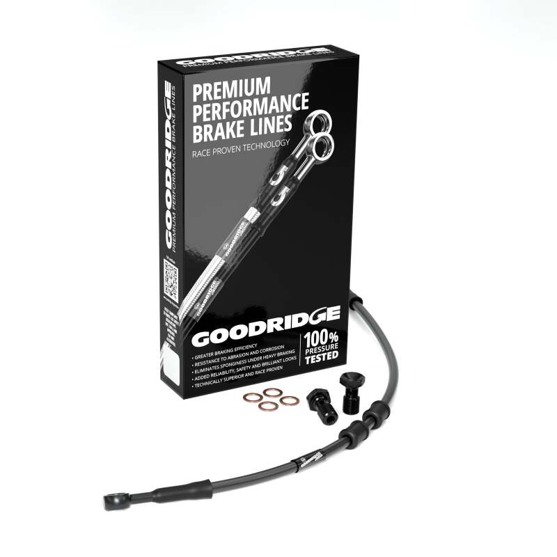 Goodridge 07-10 HD FXSTC -2in Black Brake Line Kit w/Black Fittings