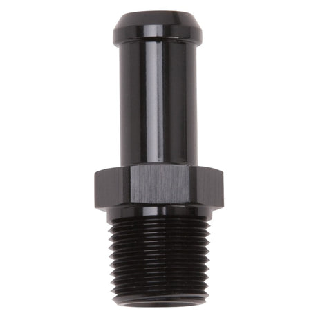 Edelbrock Hose End Straight 3/8In NPT to 1/2In Barb Black Anodize