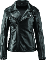 River Road Ironclad Classic Leather Jacket Black Womens - Small