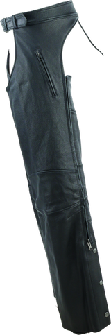 River Road Longhaul Leather Chaps Black - Large