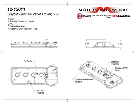Motion Raceworks Billet Gen 3/Gen 4 Coyote Valve Covers
