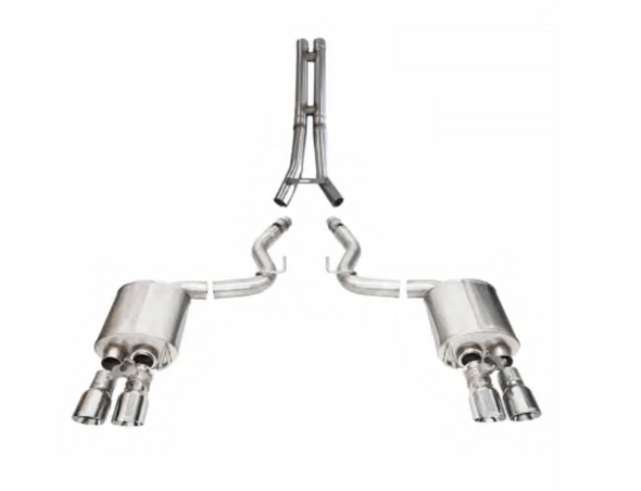 Corsa Performance 3.0" Extreme Cat-Back Exhaust: HH-Pipe with 4.5" Polished Straight Cut Quad Tips (2024+ Mustang Dark Horse) 21268-14502