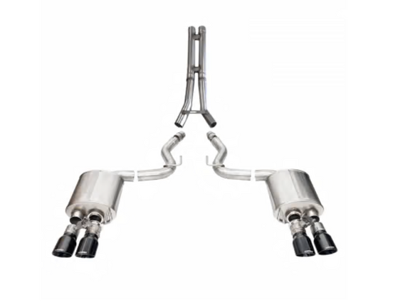 Corsa Performance 3.0" Extreme Cat-Back Exhaust: HH-Pipe with 4.5" Black PVD Pro Series Quad Tips (2024+ Mustang Dark Horse) 21267BLK-14502