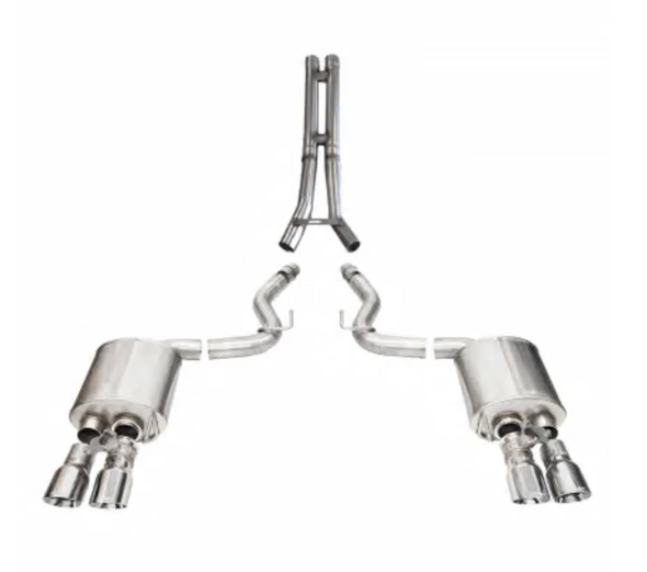 Corsa Performance 3.0" Extreme Cat-Back Exhaust: HH-Pipe with 4.5" Polished Pro Series Quad Tips (2024+ Mustang Dark Horse) 21267-14502