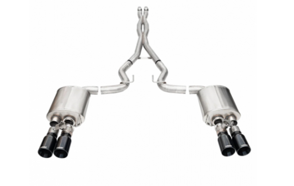 Corsa Performance 3.0" Dual Rear Exit Xtreme Cat-Back Exhaust System - Black PVD 4.0" Straight Cut Tips (2024+ Mustang GT Coupe w/ Active Exhaust) - 21260BLK