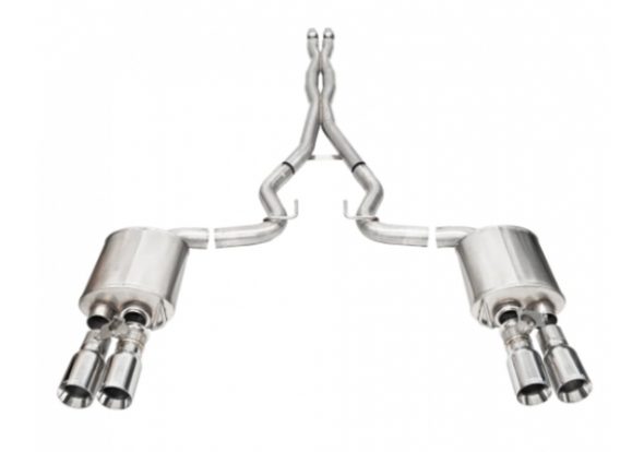 Corsa Performance 3.0" Dual Rear Exit Xtreme Cat-Back Exhaust System - Polished 4.0" Straight Cut Tips (2024+ Mustang GT Coupe w/ Active Exhaust) - 21260