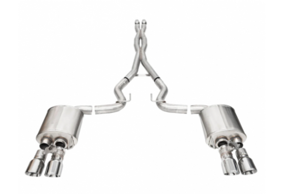 Corsa Performance 3.0" Dual Rear Exit Xtreme Cat-Back Exhaust System - Polished 4.0" Slash Cut Tips (2024+ Mustang GT Coupe w/ Active Exhaust) - 21259