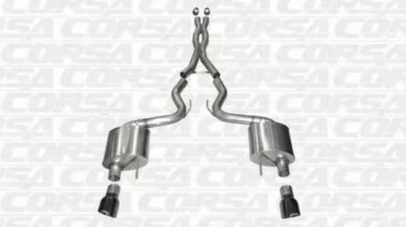 Corsa Performance 3.0" Dual Rear Exit Xtreme Cat-Back Exhaust System with 4.5" Black PVD Straight Cut Tips (2024+ Mustang GT Convertible w/ Non-Active Exhaust) - 21275BLK