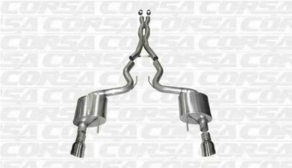 Corsa Performance 3.0” Dual Rear Exit Xtreme Cat-Back Exhaust System with 4.5” Straight Cut Tips (2024+ Mustang GT Coupe w/ Non-Active Exhaust) - 21251