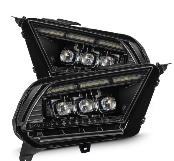 AlphaRex 10-12 Ford Mustang NOVA-Series LED Proj. Headlights Alpha-Blk w/Activ Lght & Seq.Sig SB DBL