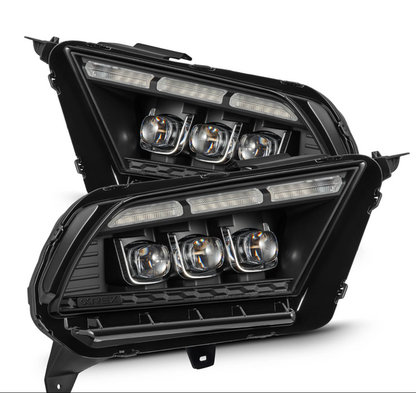 AlphaRex 10-12 Ford Mustang NOVA-Series LED Projector Headlights Blk w/Activ Light & Seq.Sig /SB DRL