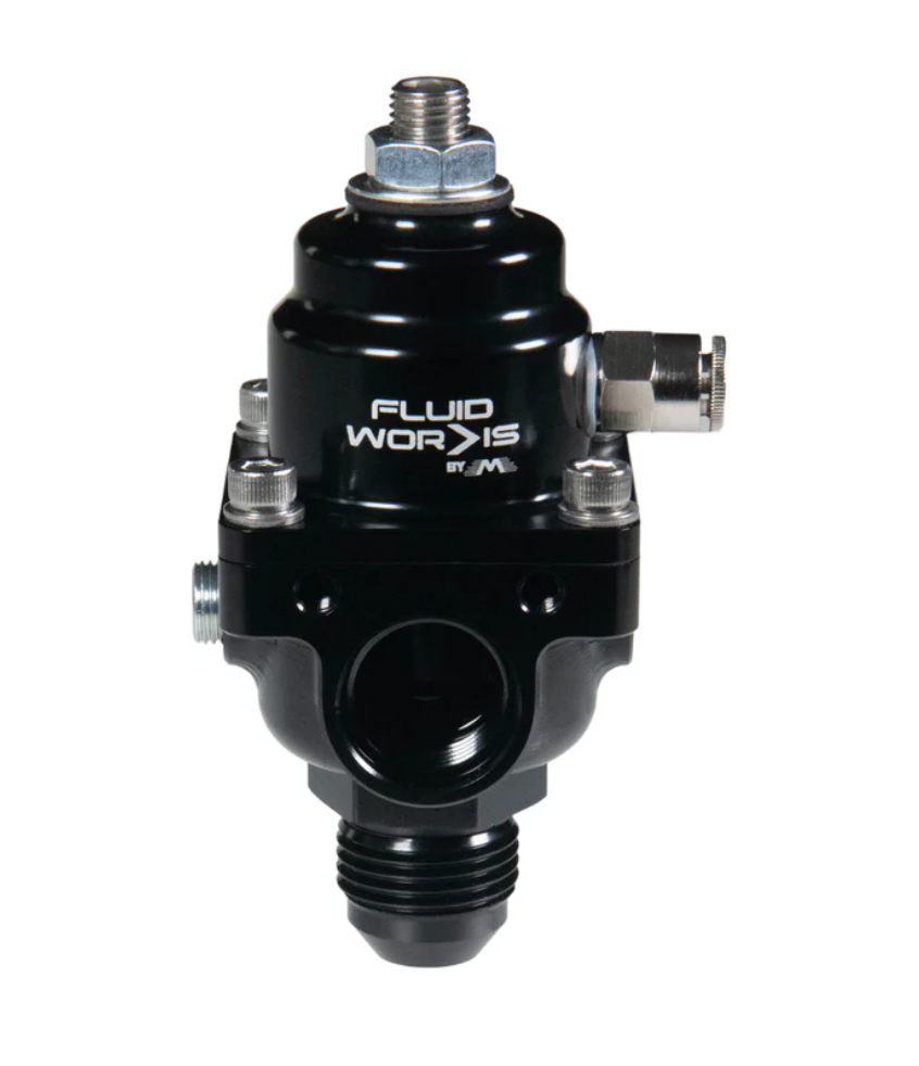 Fluidworks 1-10 gpm Fuel Pressure Regulator 35-70 psi 180 Degree Fittings