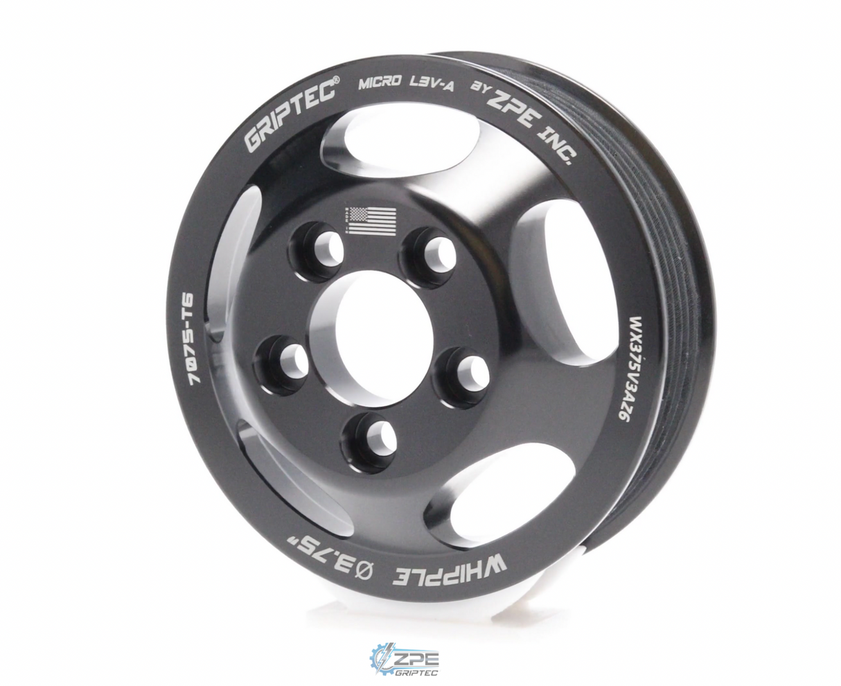 3.75" 6 Rib ZPE GripTec® Whipple 5 Bolt L3V-A Black Pulley Only