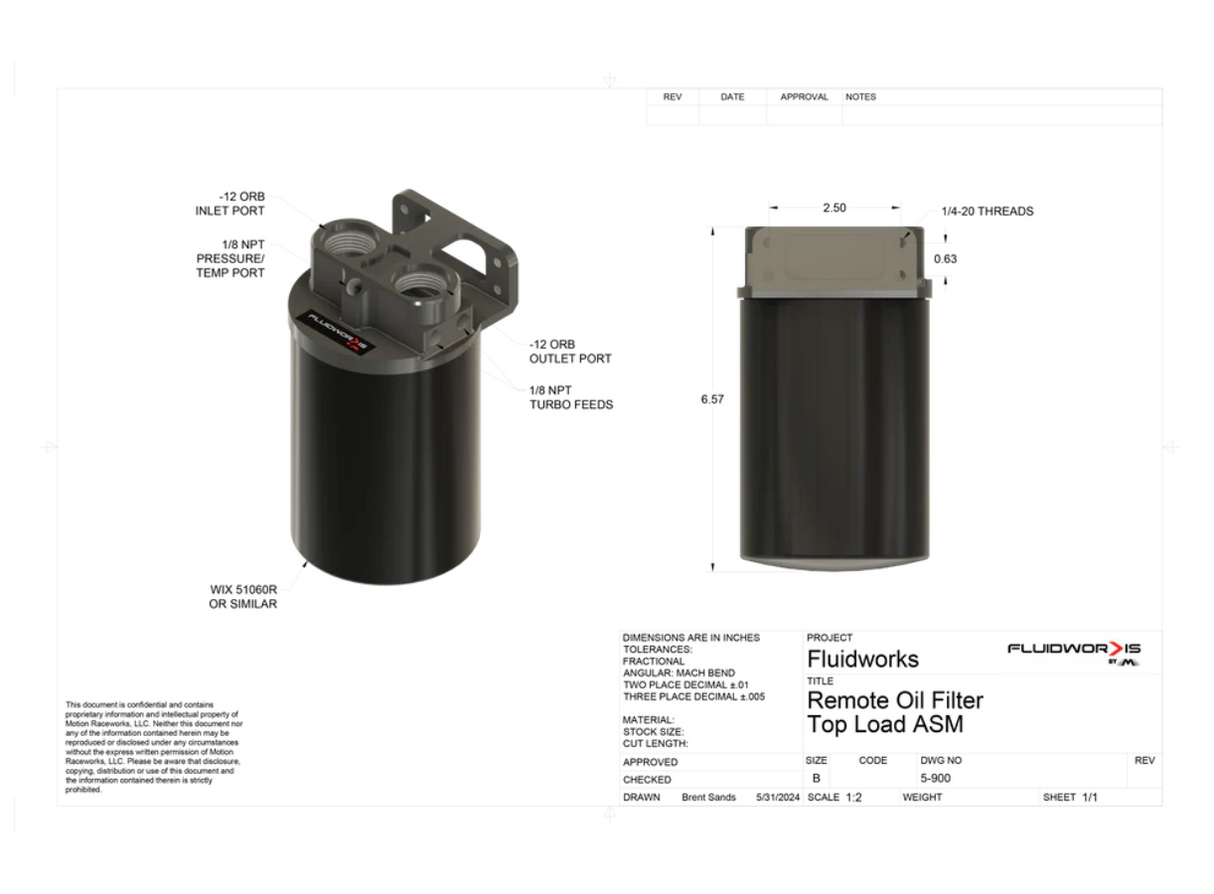 Fluidworks Remote Oil Filter- Top Load