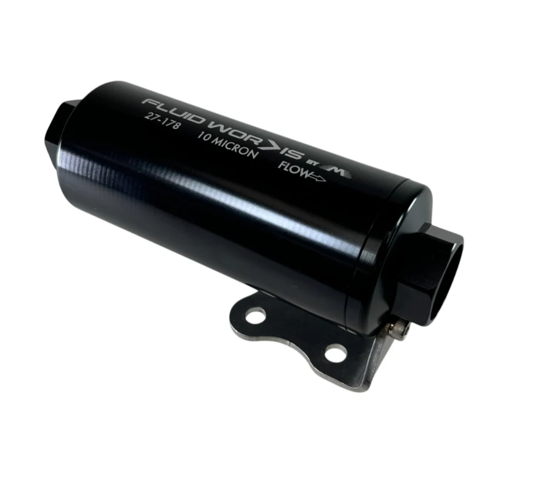 Fluidworks 6GPM Compact 10ORB Post Fuel Filter w/ Mount (10 Micron)