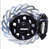 Strange Evolution Dynamic Drive Mount Front Brake Kit 2015-2023 Ford Mustang - 4 1/2" B.C. Evolution S Rotors, 4 Piston Billet Evolution 4 Calipers With DTC-30 Semi Metallic Pads