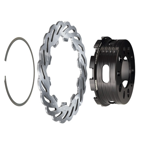 Strange Evolution Dynamic Drive Mount Front Brake Kit 2015-2023 Ford Mustang - 4 1/2" B.C. Evolution S Rotors, 4 Piston Billet Evolution 4 Calipers With DTC-30 Semi Metallic Pads