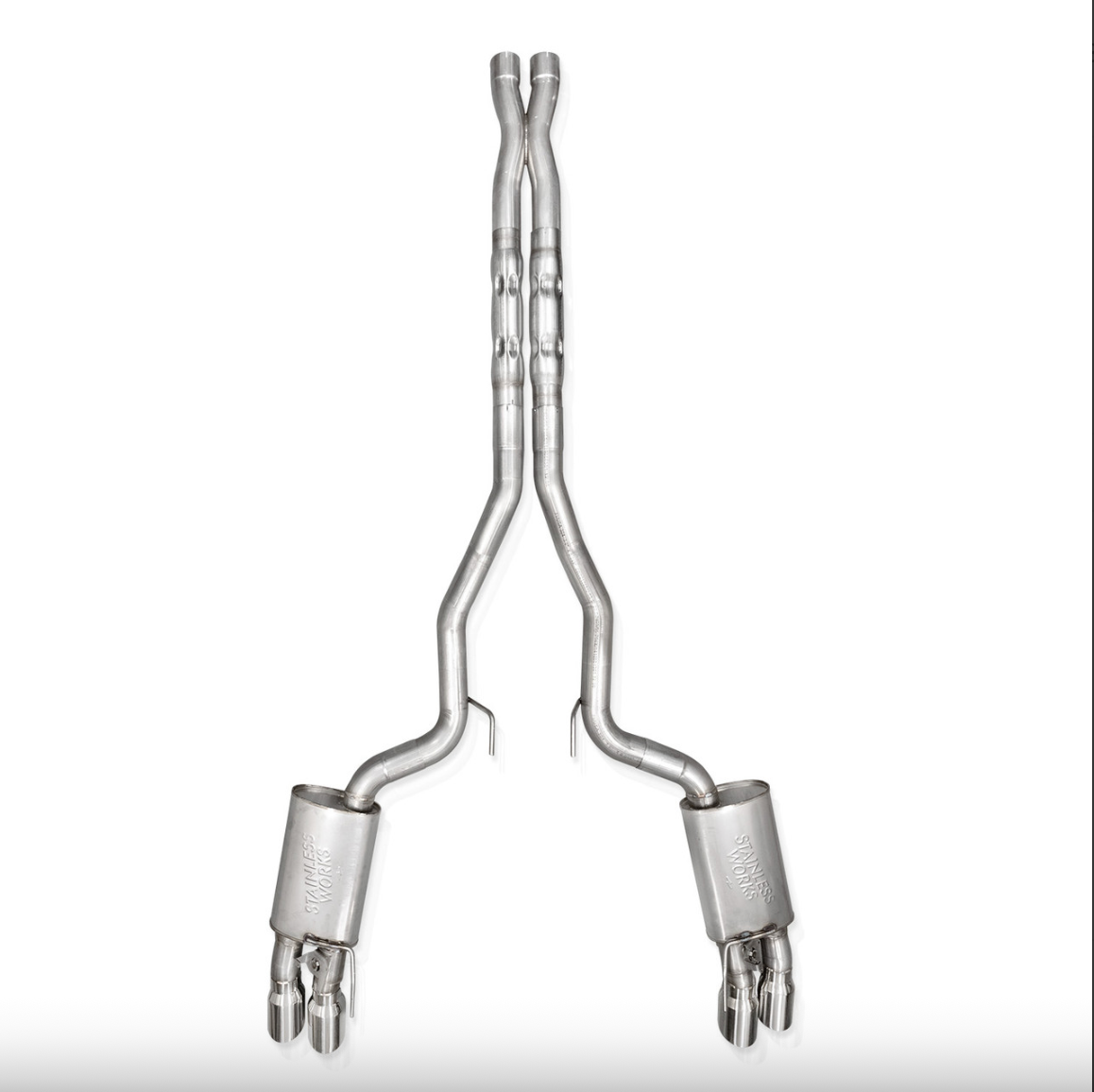 Stainless Works 2024 Mustang GT Catback Quad Tips Legend Sound X-Pipe Factory Connect Exhaust