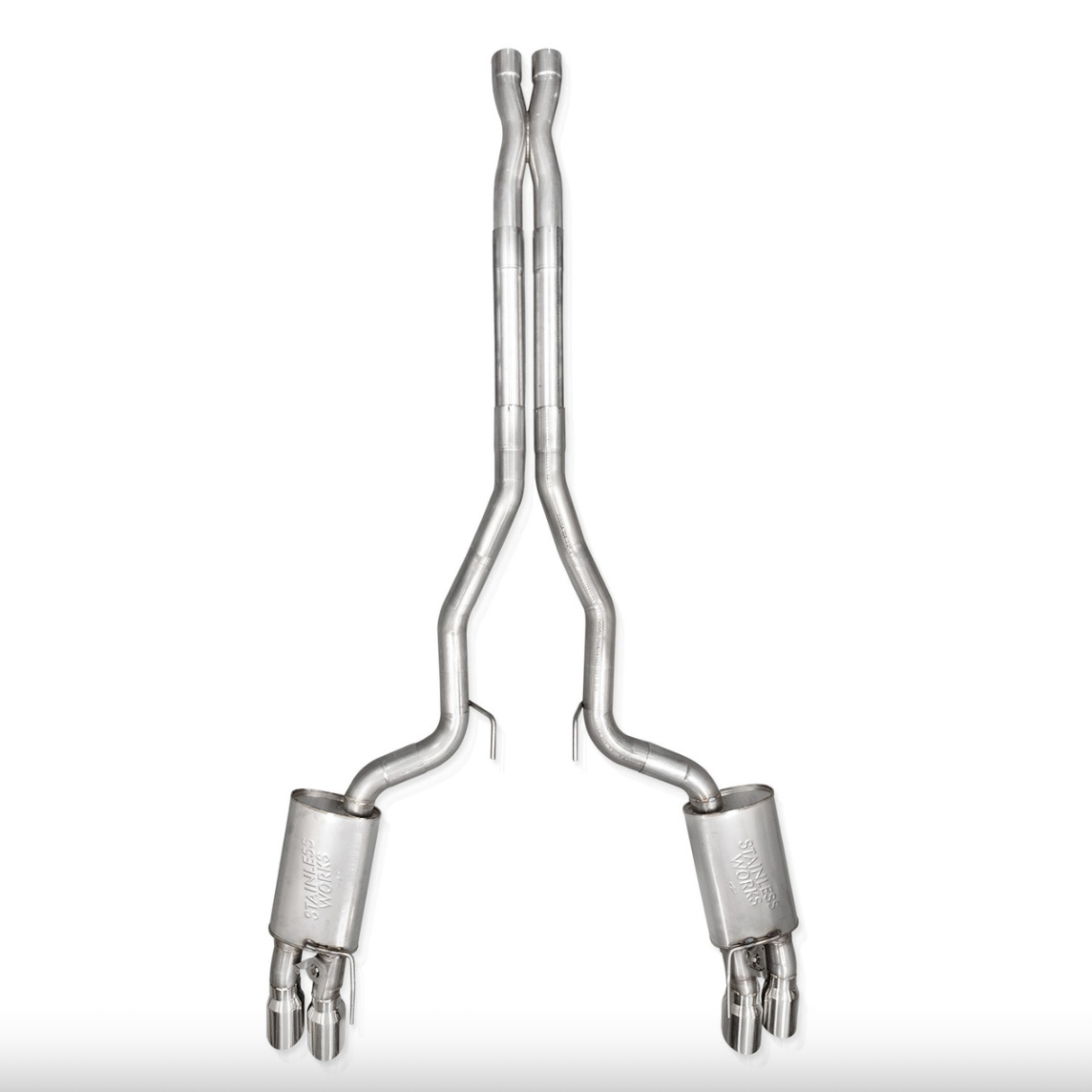 Stainless Works 2024 Mustang GT Catback Quad Tips Redline Sound X-Pipe Factory Connect Exhaust