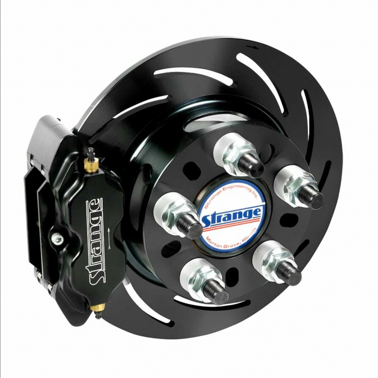 Strange Pro Series Rear Brake Kit For 05-14 Mustang OEM Ends 1 Pc Rotors, 4 Piston Calipers & DTC-30 Brake Pads