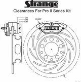 Strange Pro II H/D Front Brake Kit 2015-2023 Ford Mustang - 4 1/2" B.C. 2 Pc Rotors, 4 Piston Calipers & DTC-30 Brake Pads