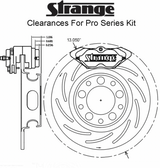 Strange Pro Series H/D Front Brake Kit 2015-2023 Ford Mustang - 4 1/2" B.C. 1 Pc Rotors, 4 Piston Calipers & DTC-30 Brake Pads