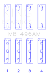 King Engine Bearings Mazda KL V6 (Size STD) Main Bearing Set of 4